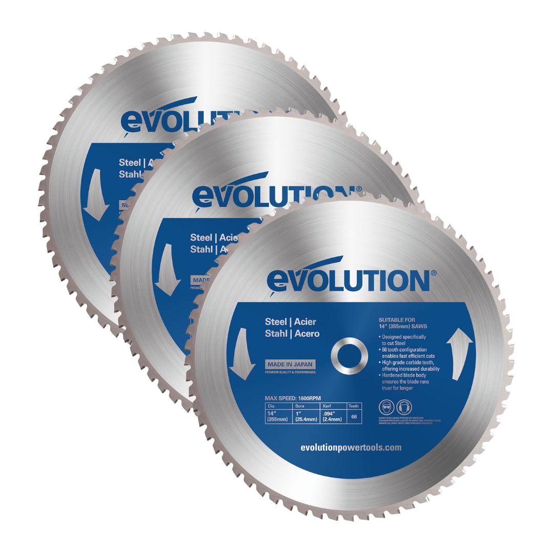 Pack Evolution : 3 Lames expert pour acier TCT 355mm Evolution 66 dents pour S355MCS & S355CPS