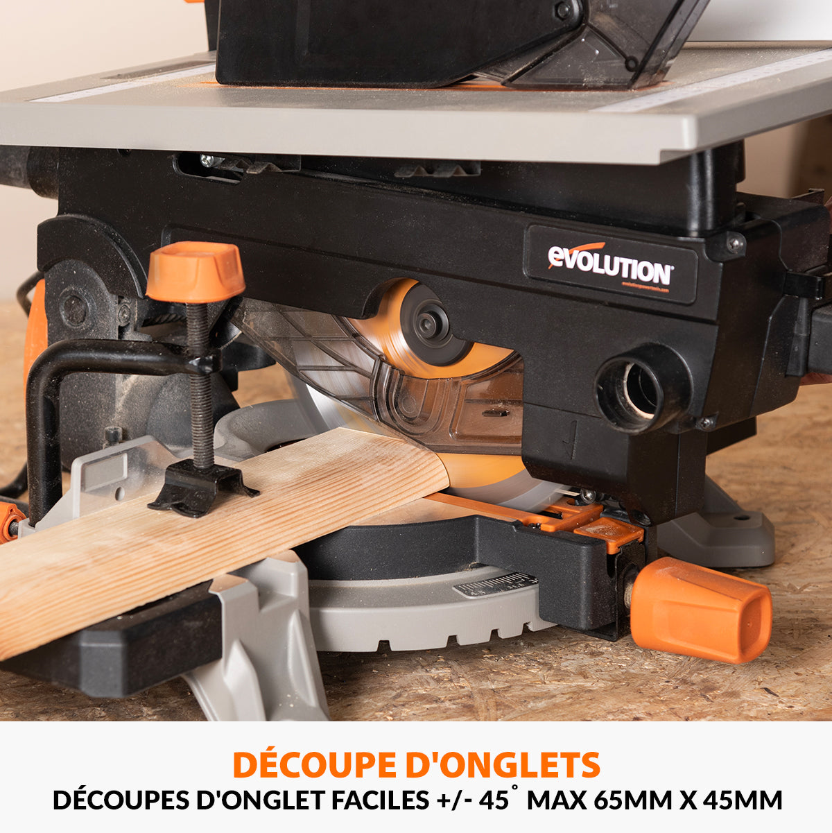 Scie à onglet avec table 210mm Evolution R210MTS-G2 210mm avec Lame multi-matériaux TCT (GRADE B)