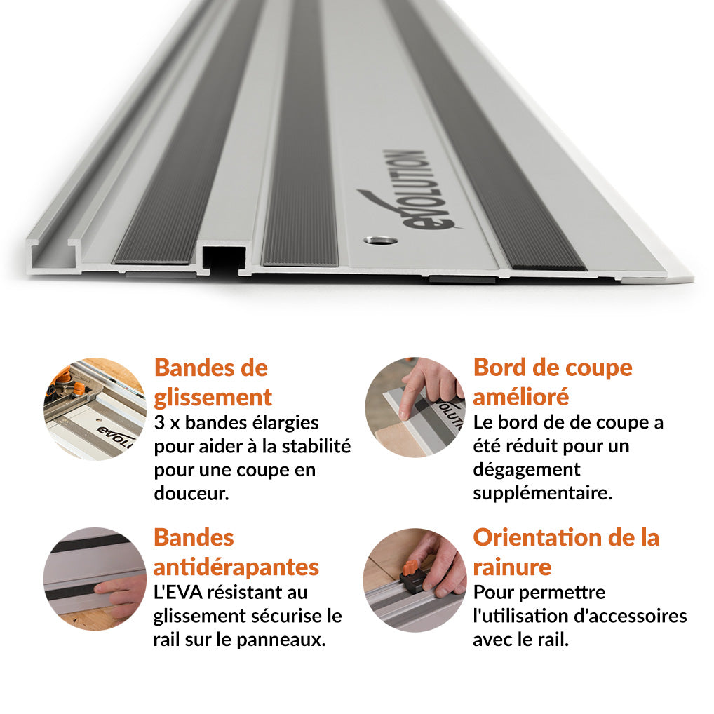 Pack Evolution : Guide de coupe universel 2,8m Evolution ST2800-G2 pour scie circulaire avec accessoires