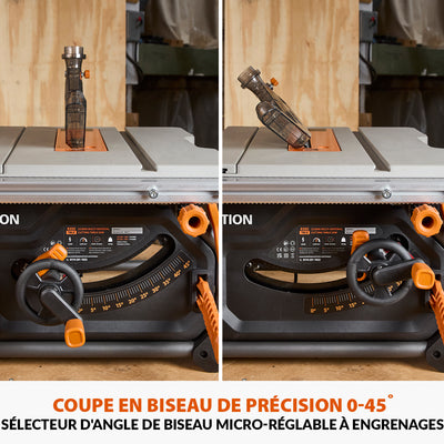 Pack Evolution : Scie sur table Evolution R255TBL+ 255mm 1800W avec lame multi-matériaux TCT + lame expert bois supplémentaire