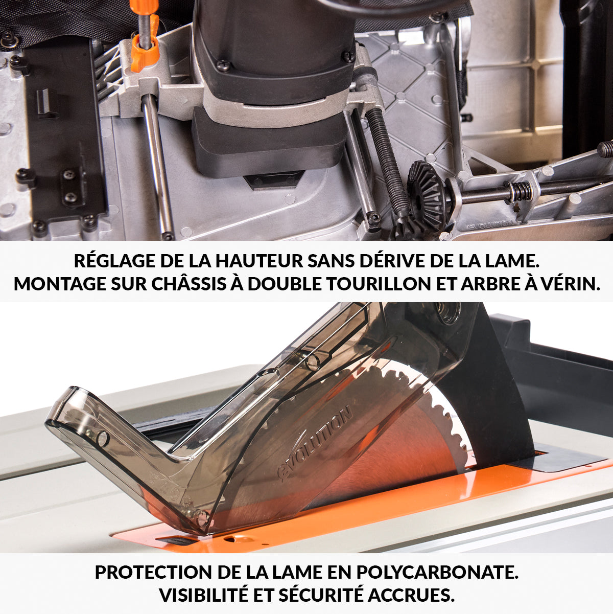 Pack Evolution : Scie sur table Evolution R255TBL 255mm 1650W avec lame multi-matériaux TCT + lame bois supplémentaire