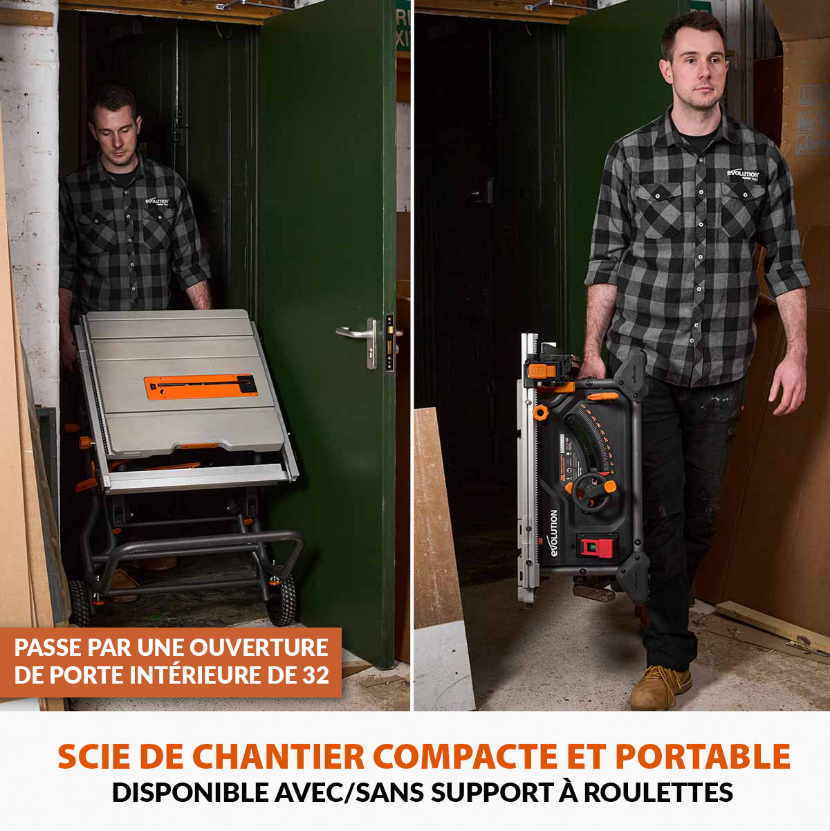 Pack Evolution : Scie sur table Evolution R255TBL 255mm 1650W avec lame multi-matériaux TCT + lame bois supplémentaire