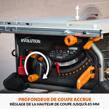 Pack Evolution : Scie sur table Evolution R255TBL+ 255mm 1800W avec lame multi-matériaux TCT + lame expert bois supplémentaire