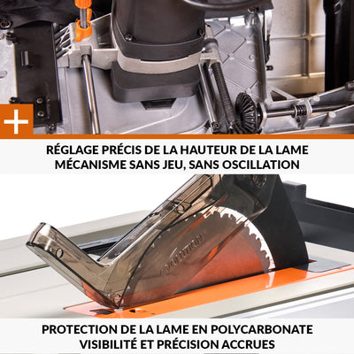 Pack Evolution : Scie sur table Evolution R255TBL+ 255mm 1800W avec lame multi-matériaux TCT + lame expert bois supplémentaire