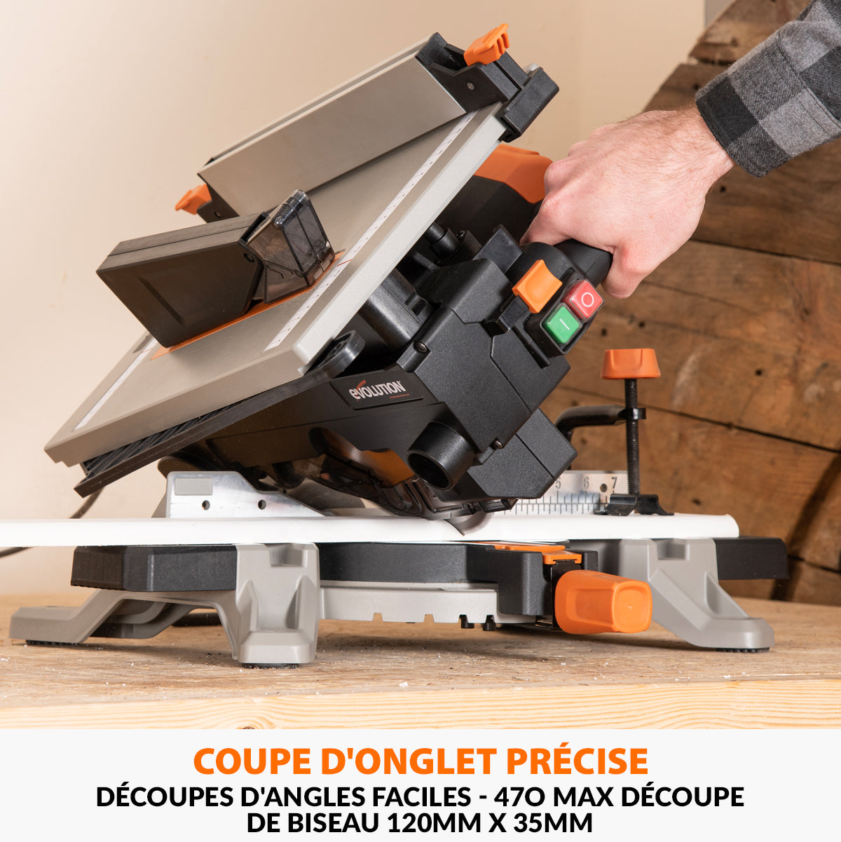 Scie à onglet avec table 210mm Evolution R210MTS-G2 210mm avec Lame multi-matériaux TCT (GRADE B)