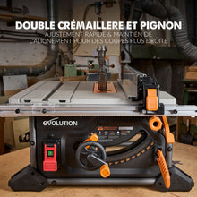 Pack Evolution : Scie sur table Evolution R255TBL 255mm 1650W avec lame multi-matériaux TCT + lame bois supplémentaire