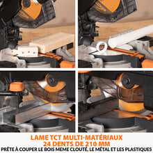 Scie à onglet avec table 210mm Evolution R210MTS-G2 210mm avec Lame multi-matériaux TCT (GRADE B)
