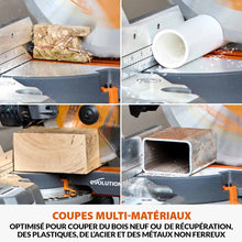 Scie à onglet de 255mm sans fil double biseau R255SMS-DB-Li avec lame multi-matériaux TCT et batteries 8Ah avec double chargeur