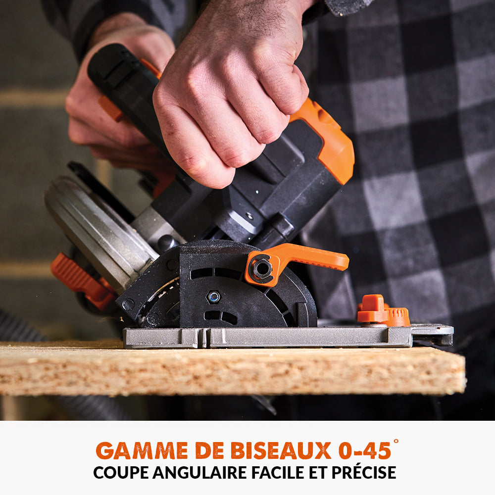 Pack Evolution : Scie circulaire sans fil 185mm Evolution R185CCSX-Li avec batterie 4Ah et chargeur + guide de coupe 2.8m ST2800-G2