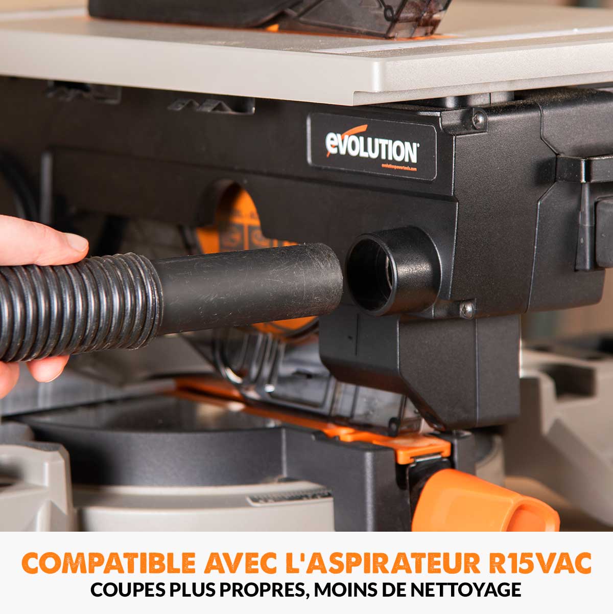 Scie à onglet avec table 210mm Evolution R210MTS-G2 210mm avec Lame multi-matériaux TCT (GRADE B)