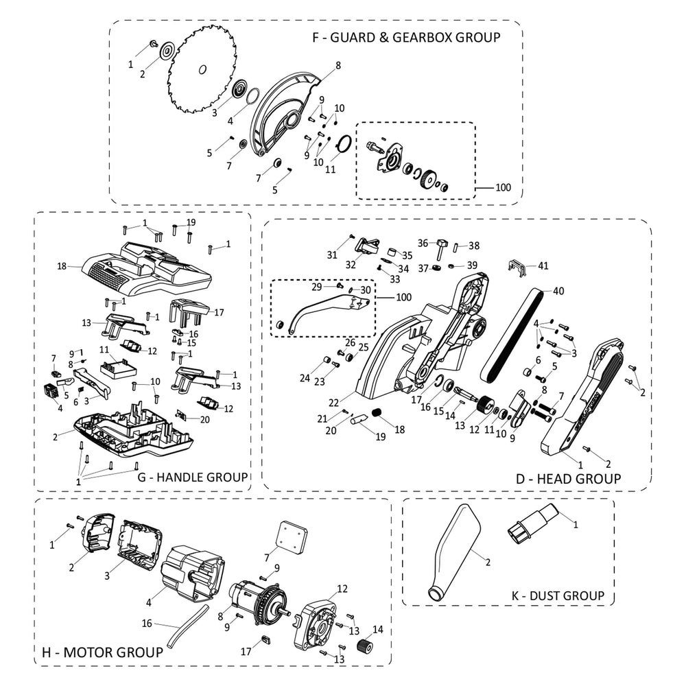 Evolution R255SMS-DB-Li - Pièces détachées (Tête Section)