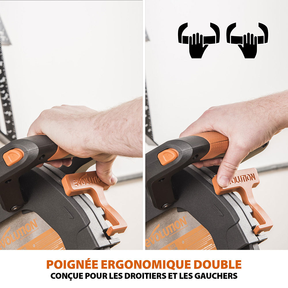 Pack Evolution : Scie à onglet double biseau R255SMS-DB+ avec lame multi-matériaux TCT de 255mm + Support PLUS + Lame expert bois