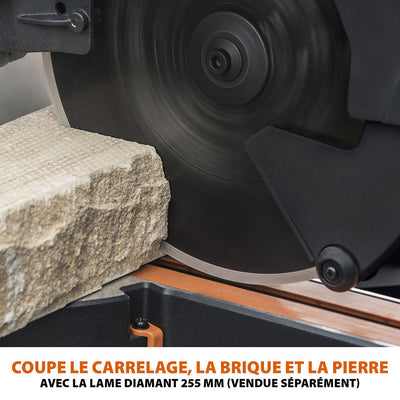 Pack Evolution : Scie à onglet double biseau R255SMS-DB+ avec lame multi-matériaux TCT de 255mm + Support PLUS + Lame expert bois