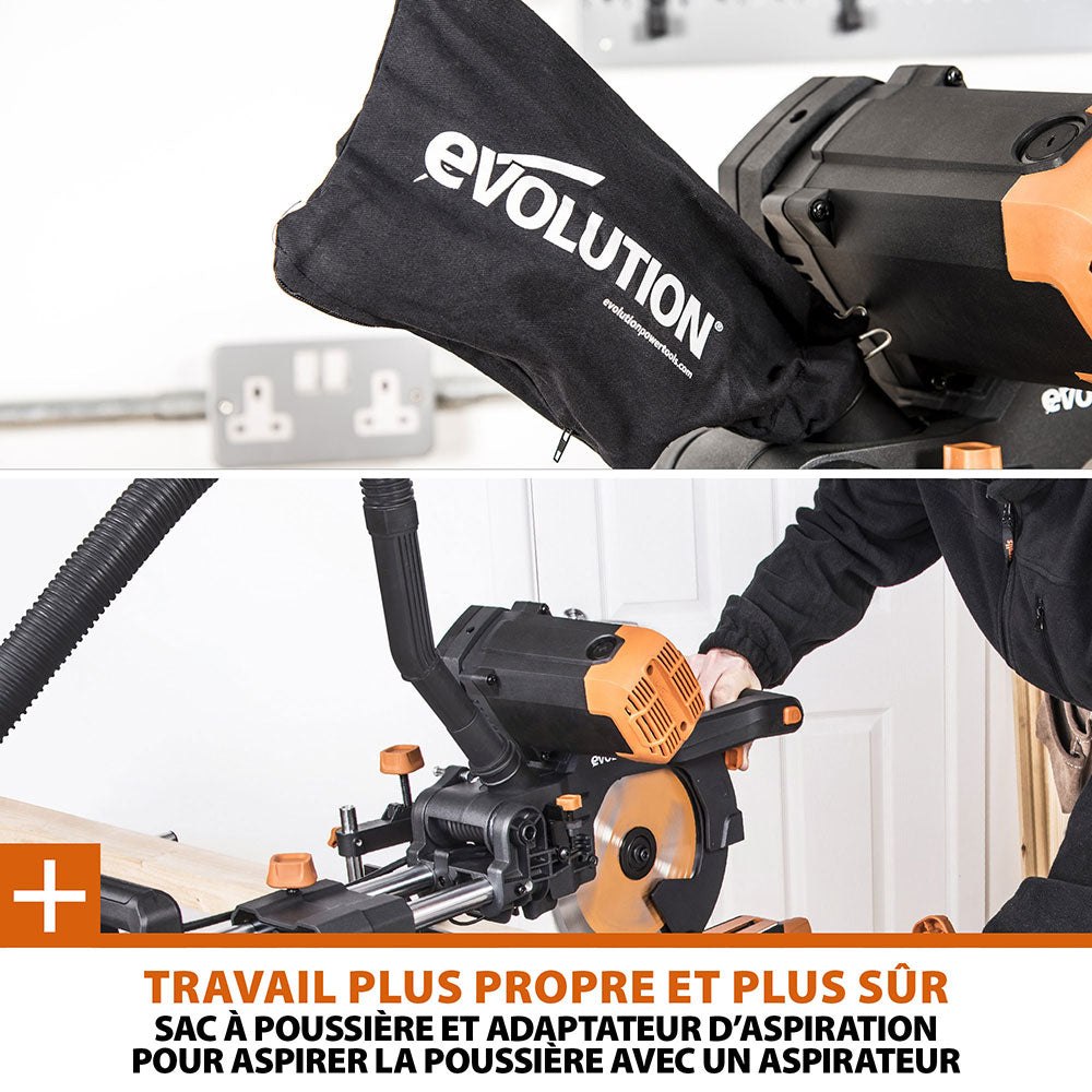 Pack Evolution : Scie à onglet double biseau R255SMS-DB+ avec lame multi-matériaux TCT de 255mm + Support PLUS + Lame expert bois