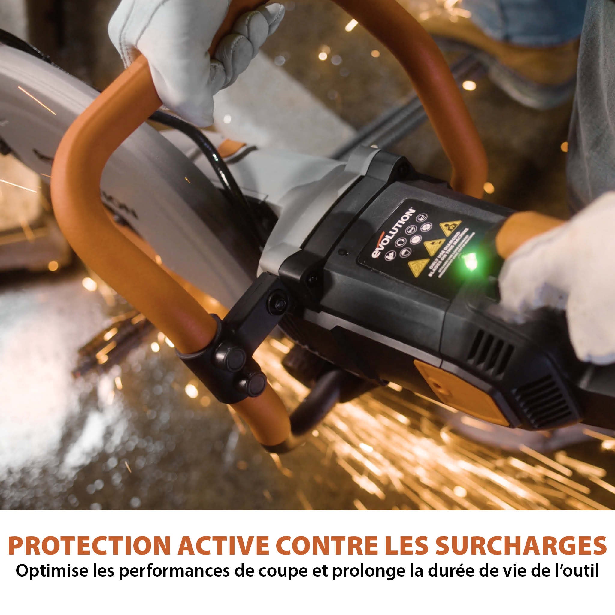 Scie à béton électrique 350mm Evolution R350DCT avec système anti-poussière et lame diamant premium