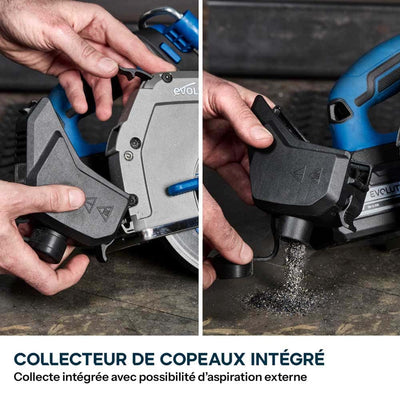 Pack Evolution : Scie circulaire sans fil 165mm Evolution S165CCS-Li à métaux avec batterie 5Ah et chargeur + guide de coupe 2.8m ST2800-G2