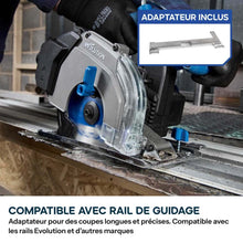 Pack Evolution : Scie circulaire sans fil 165mm Evolution S165CCS-Li à métaux avec batterie 5Ah et chargeur + guide de coupe 2.8m ST2800-G2