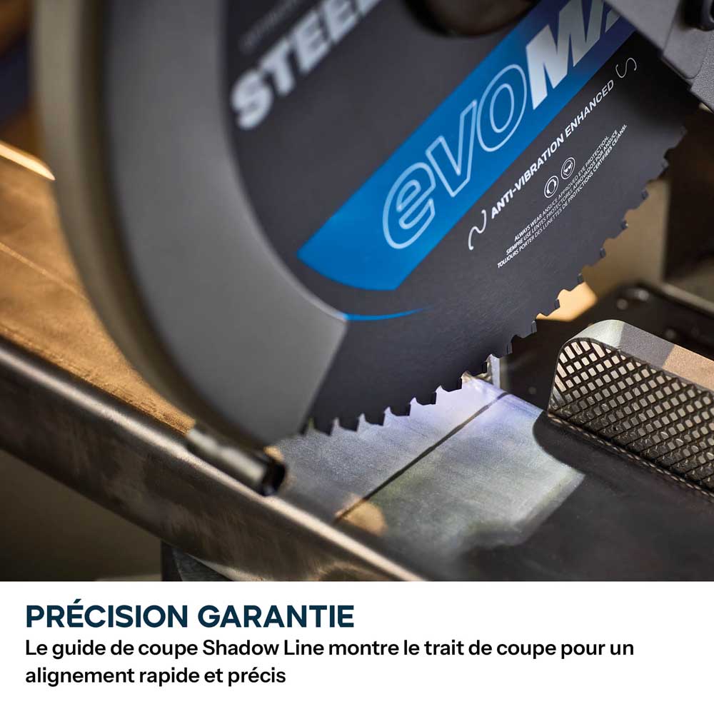 Pack Evolution : Scie à onglet pour métal 355mm Evolution S355MCS-G2 avec lame EVOMAX acier et aluminium + lame spéciale inox