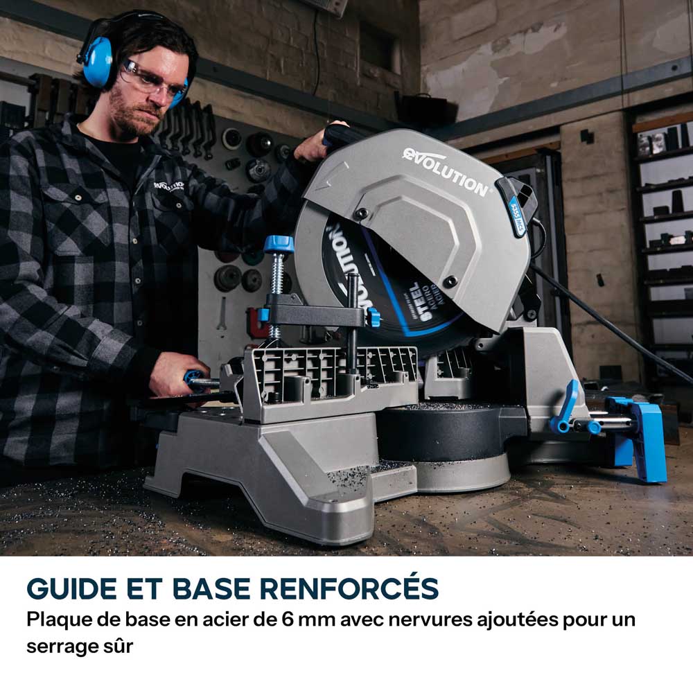 Pack Evolution : Scie à onglet pour métal 355mm Evolution S355MCS-G2 avec lame EVOMAX acier et aluminium + lame spéciale inox