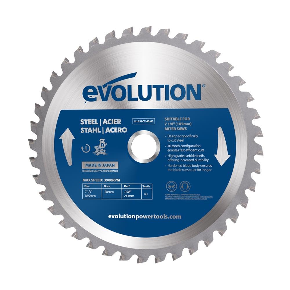 Lame acier TCT 185mm 40 dents alésage 20mm Evolution pour scie à onglet