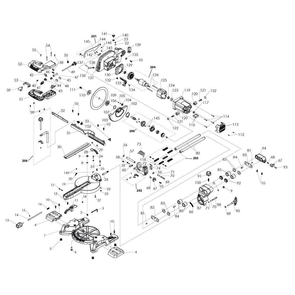 Evolution F255SMS Scie à onglet radiale - Pièces détachées