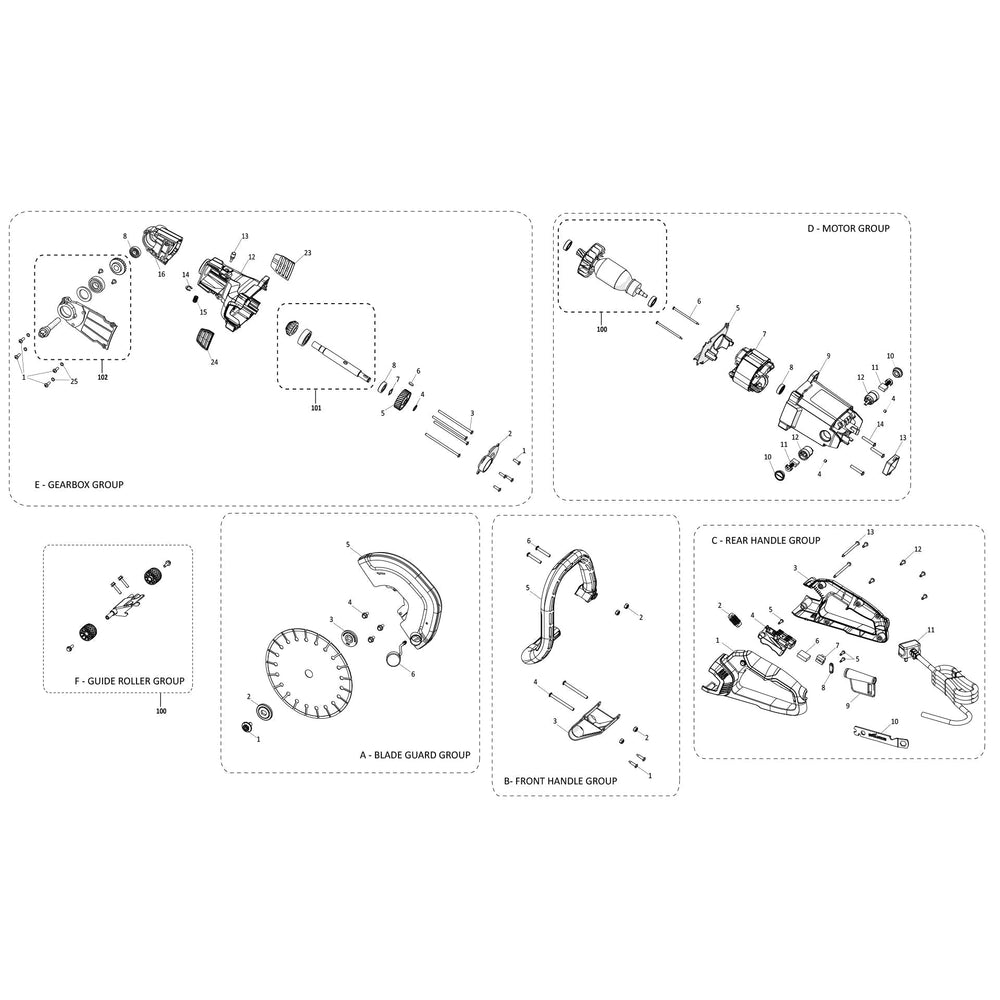 Evolution R255DCT Découpeuse à disque / scie à béton - Pièces détachées