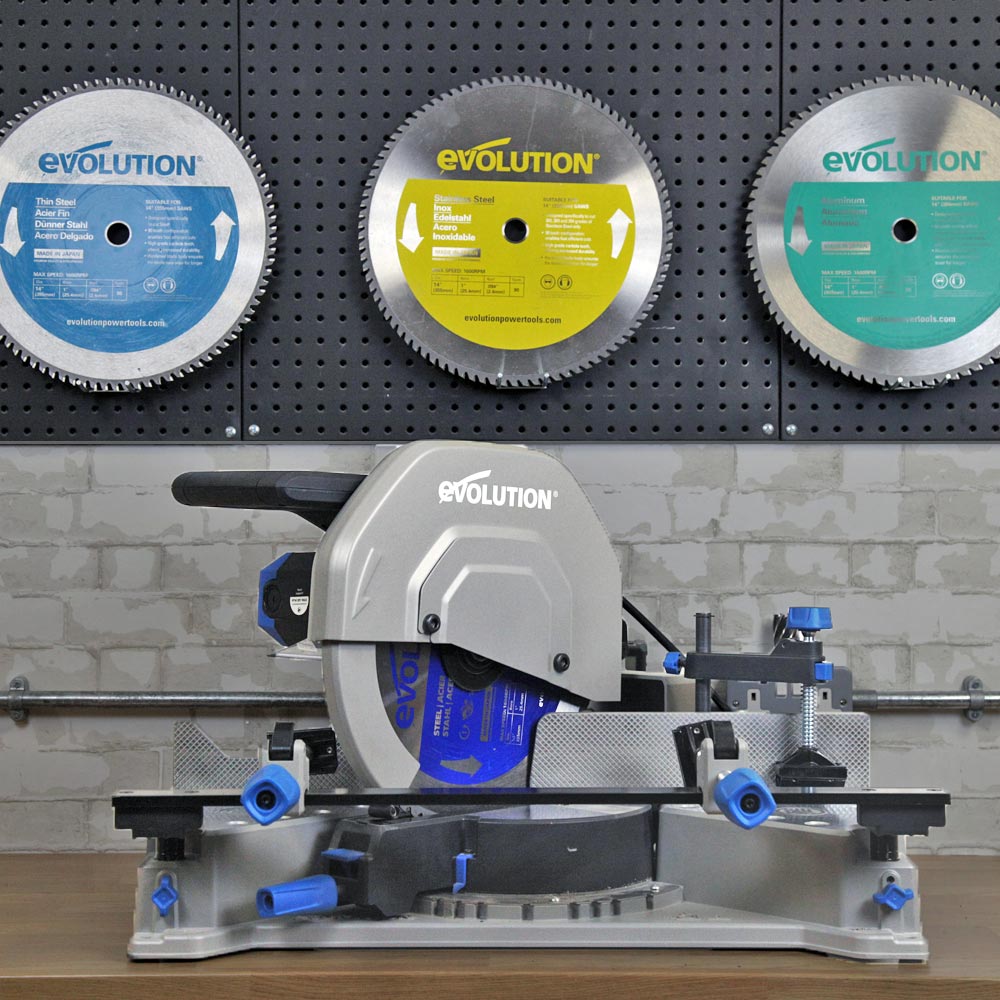 Pack Evolution : Scie à onglet 355mm Evolution S355MCS avec 4 lames