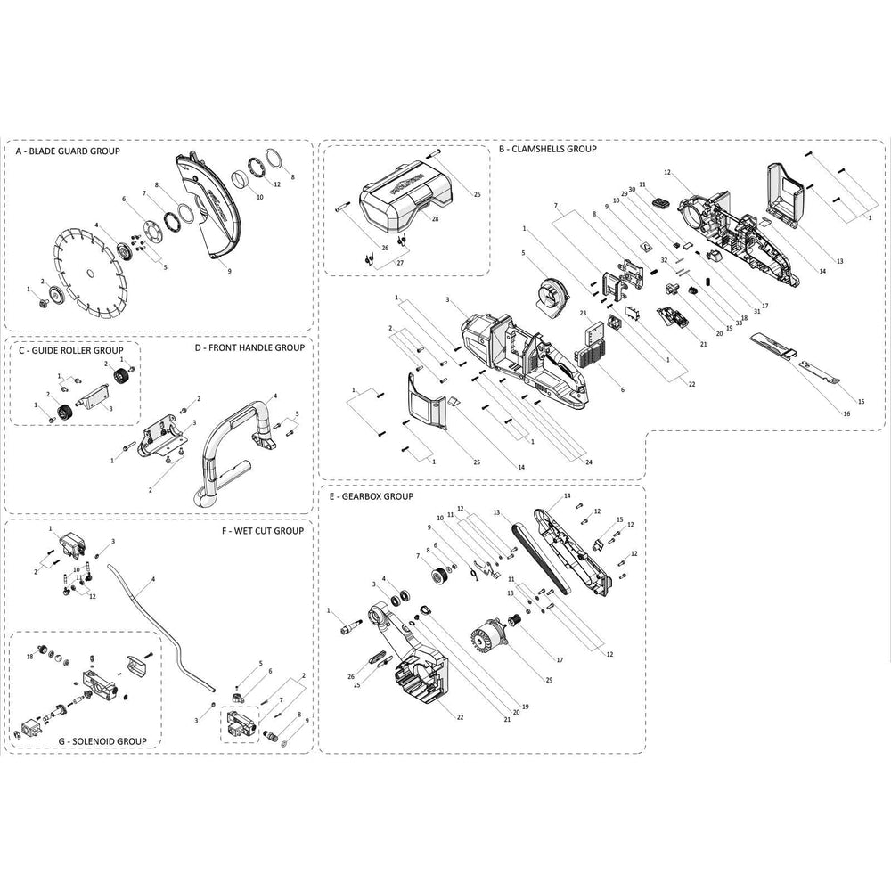 Evolution R260DCT-Li Découpeuse à disque / scie à béton - Pièces détachées