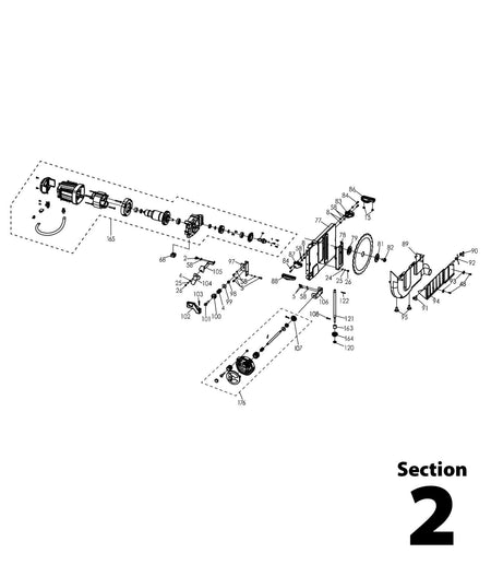 Evolution RAGE5-S Scie sur table - Pièces détachées Section 2 (Moteur et protège-lame)