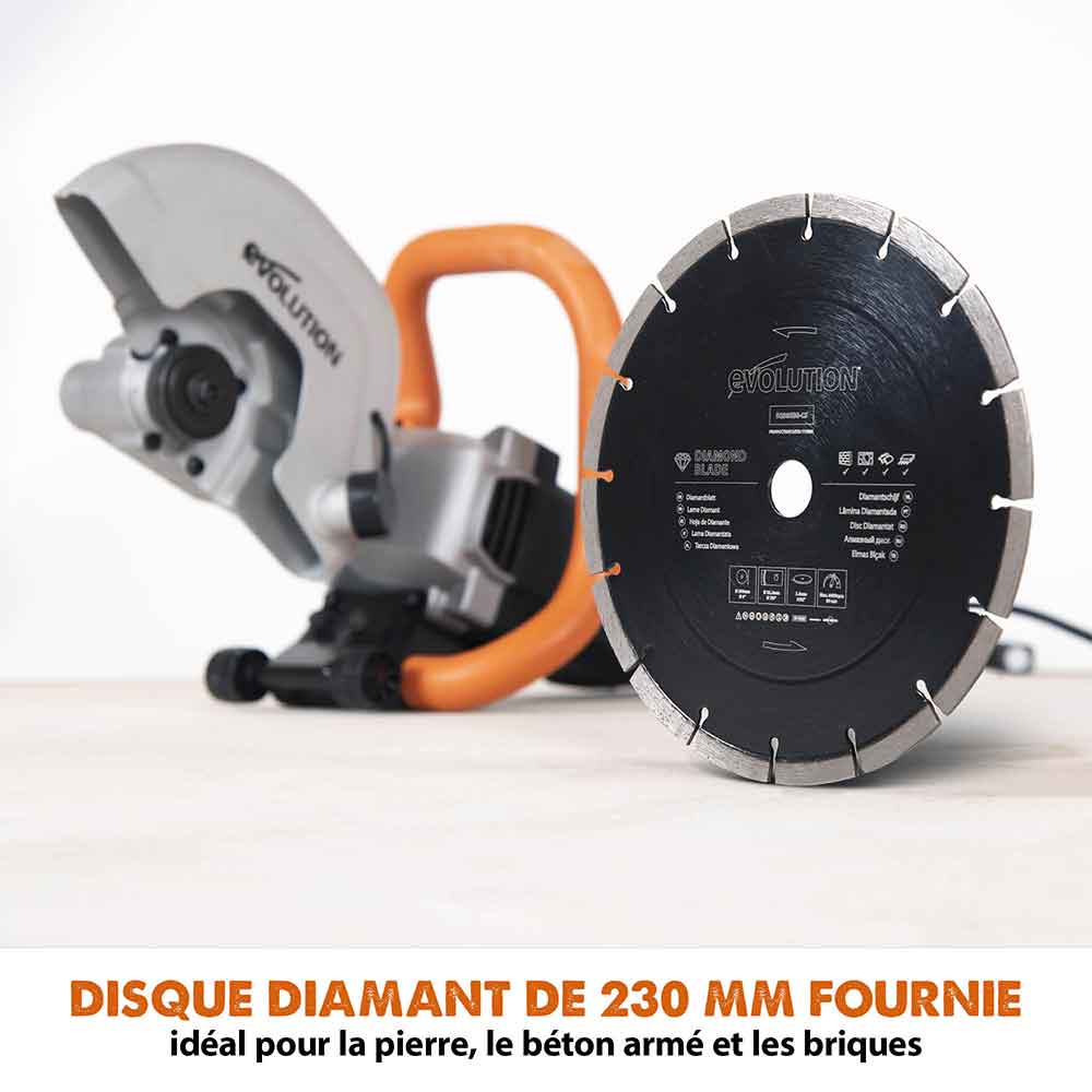 Scie à béton électrique 230mm Evolution R230DCT avec lame diamant