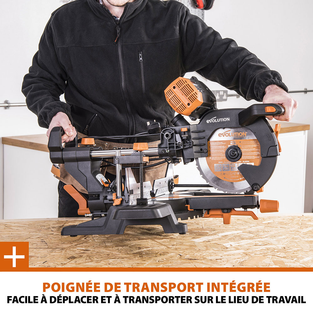 Scie à onglet électrique double biseau R255SMS-DB+ avec lame multi-matériaux TCT de 255mm
