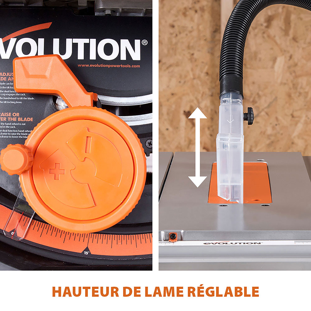 Scie sur table 255mm Evolution RAGE5-S avec Lame multi-matériaux TCT