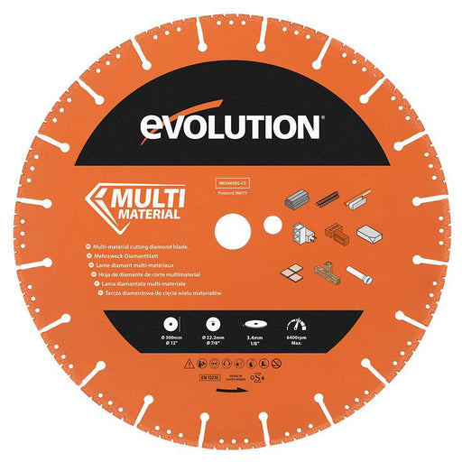 Lame diament Evolution 300 mm, bord segmenté, alésage de 22,2 mm, multi-usages